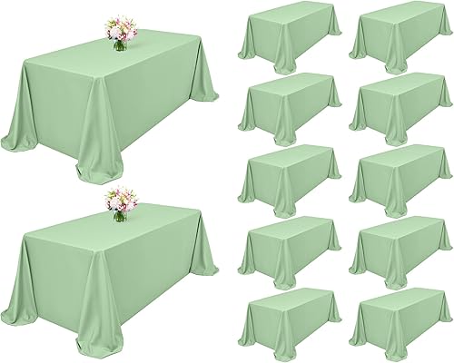 Miniatura 421 de Paquete de 8 manteles redondos blancos de 90 pulgadas, manteles redondos de poliéster lavables para mesa de tela decorativa resistente a