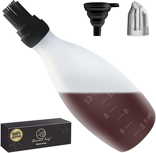 Silicone Pastry Brush, All-in-One Silicone Basting Brush with Sauce Bottle, Heat Resistant BBQ Accessories and Cooking Gadgets, BPA-Free Oil Dispenser for Cooking, Baking, Grilling(Black)