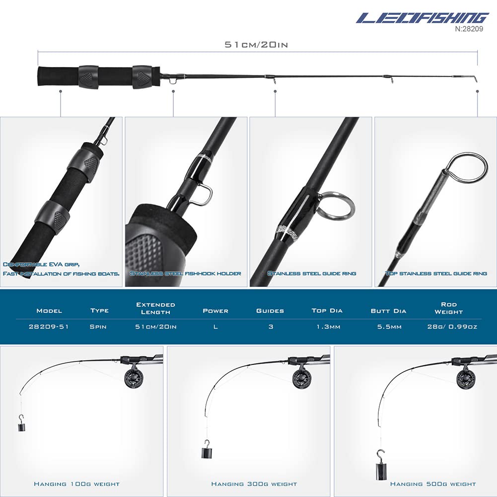 Tragbare Angelrute Winter Garnelen EIS Angelrute Tragbare Winter Angelrute Carbon Fluss Garnelen Karpfen Angelrute Rod Tackle Angelzubehör (Color : Black Eva)