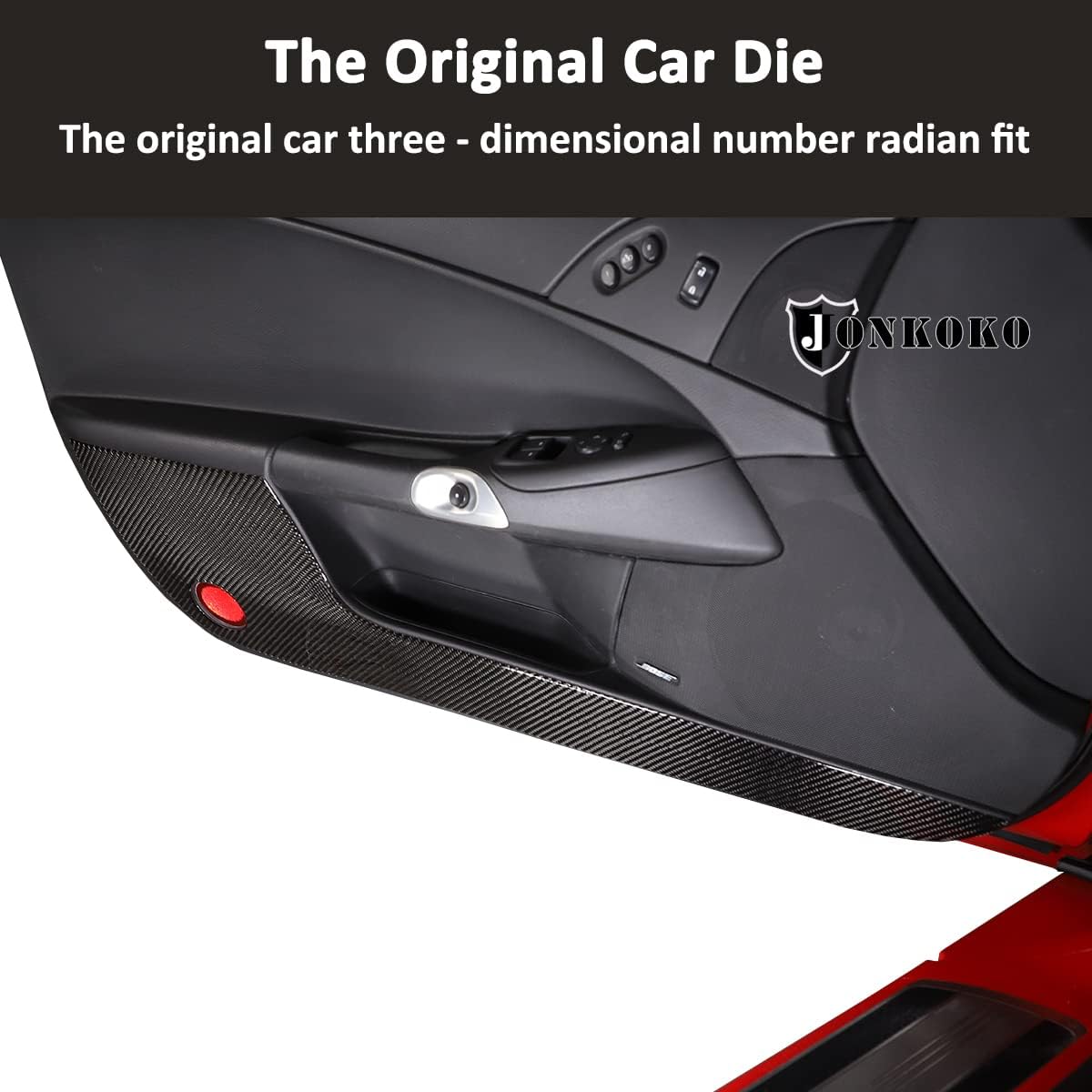 Carbon Fiber Interior Door Decoration Panel Cover Trims For Chevrolet Corvette C6 2005-2013 Car Door Anti-kick Panel Sticker Accessories (Black)