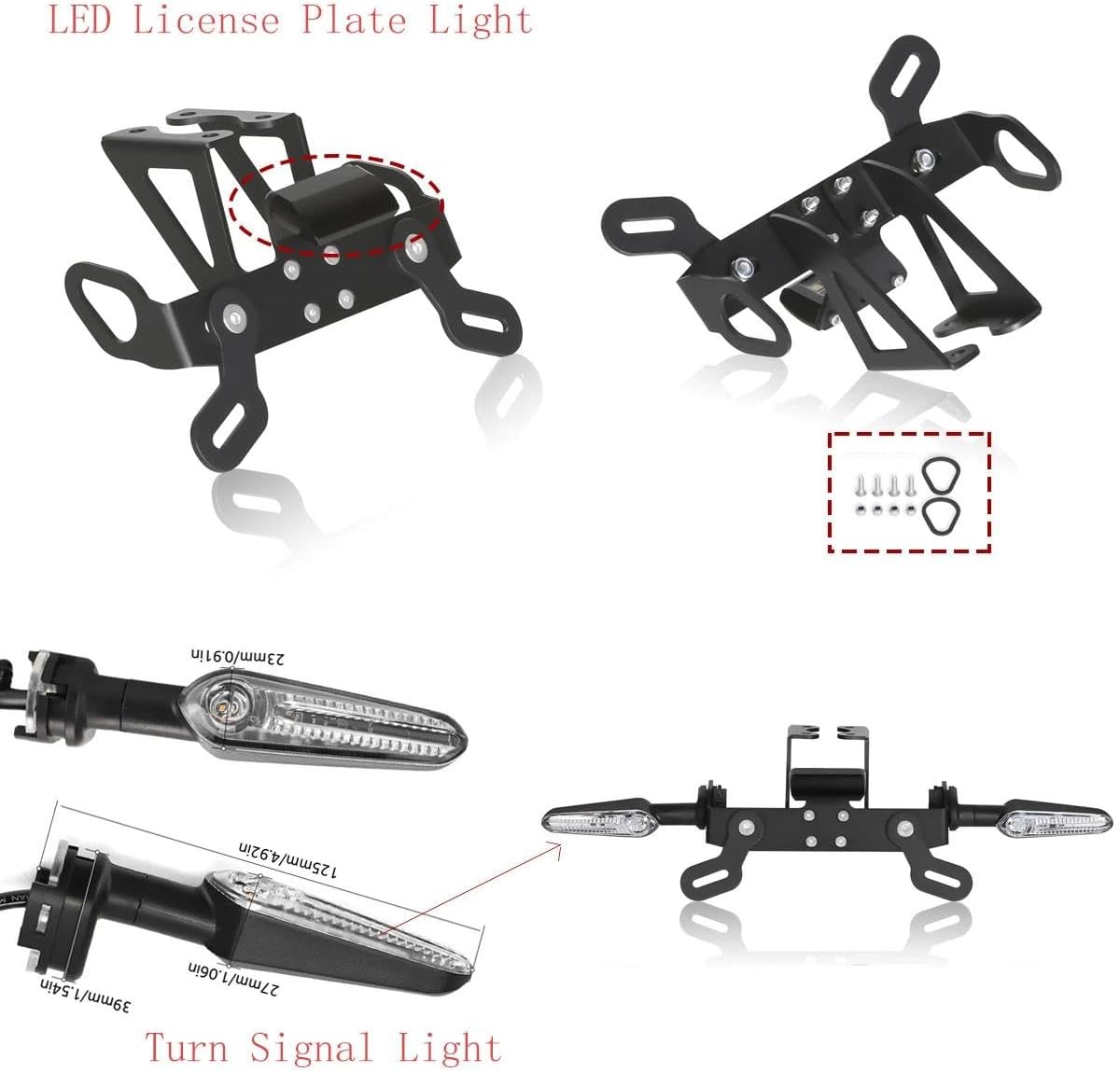YZF R6 Fender Eliminator Kit with LED Turn Signals, Rear Tail Tidy License Plate Holder Bracket Compatible with Yamaha YZF-R6 2006–2024