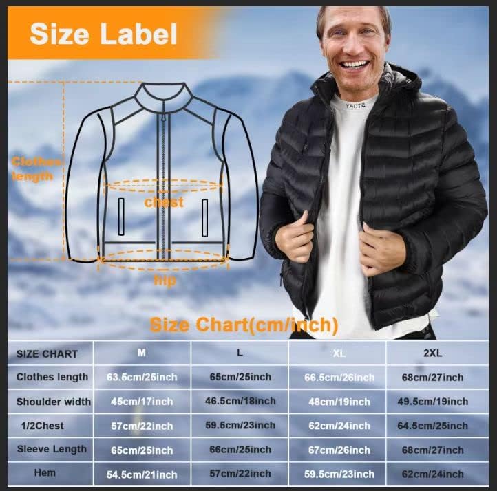 Miniatura 6 de Chaqueta térmica, chaquetas térmicas de plumón para hombres y mujeres, chaquetas de invierno, abrigo térmico de moda con capucha para mujer, 6 zonas