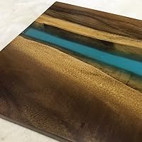 Vista 127 de Mesa de epoxi transparente, mesa de sofá con forma cuadrada, mesa auxiliar de resina de madera, mesa de centro de madera con borde natural para sala