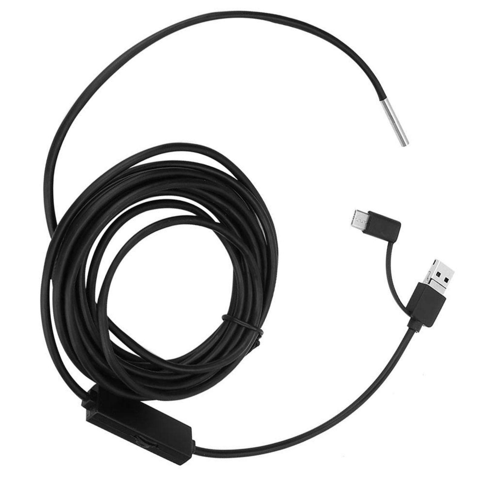 Endoscopio impermeabile,Micro USB/Tipo-C/USB interfaccia,Obiettivo da 3,9 mm Cavo serpente ad alta definizione per dispositivo Smartphone Tablet(5m)