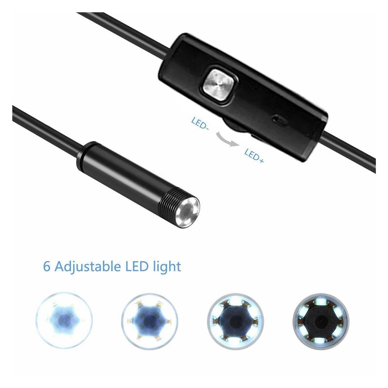 Endoscopio Industrial De Alcantarillado De 5,5 Mm/7 Mm Tubería Endoscopia Tipo C Mini Cámara De Serpiente Flexible Boroscopio Automotriz 3 En 1 Puerto USB Micro-USB Tipo C(1m,7mm Hard Cable)