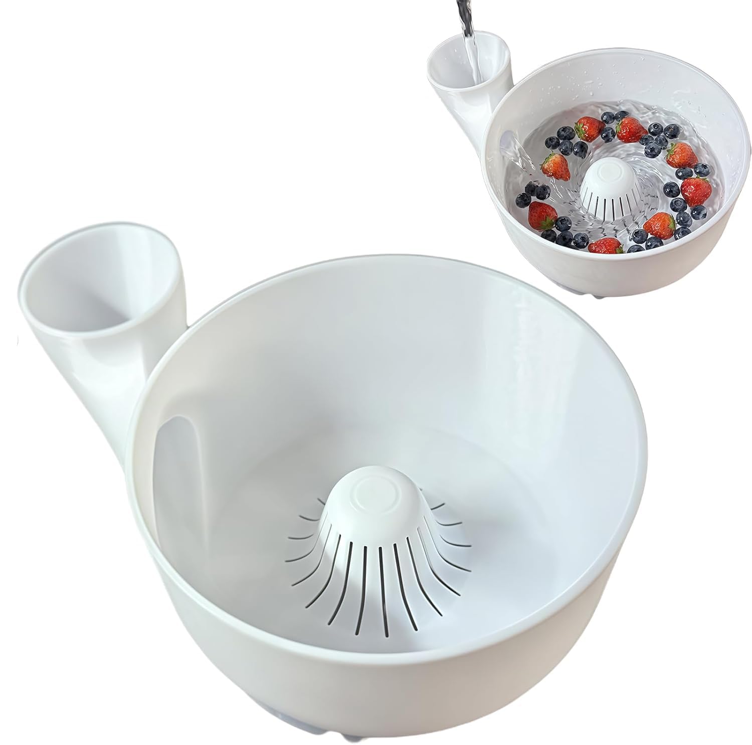 Ciotola per bacche in ceramica, con stampa 3D, ciotola rotante automatica per frutta e verdura, con colino, 4 in 1, cestello multiuso per lavaggio e asciugatura (rosa, S)