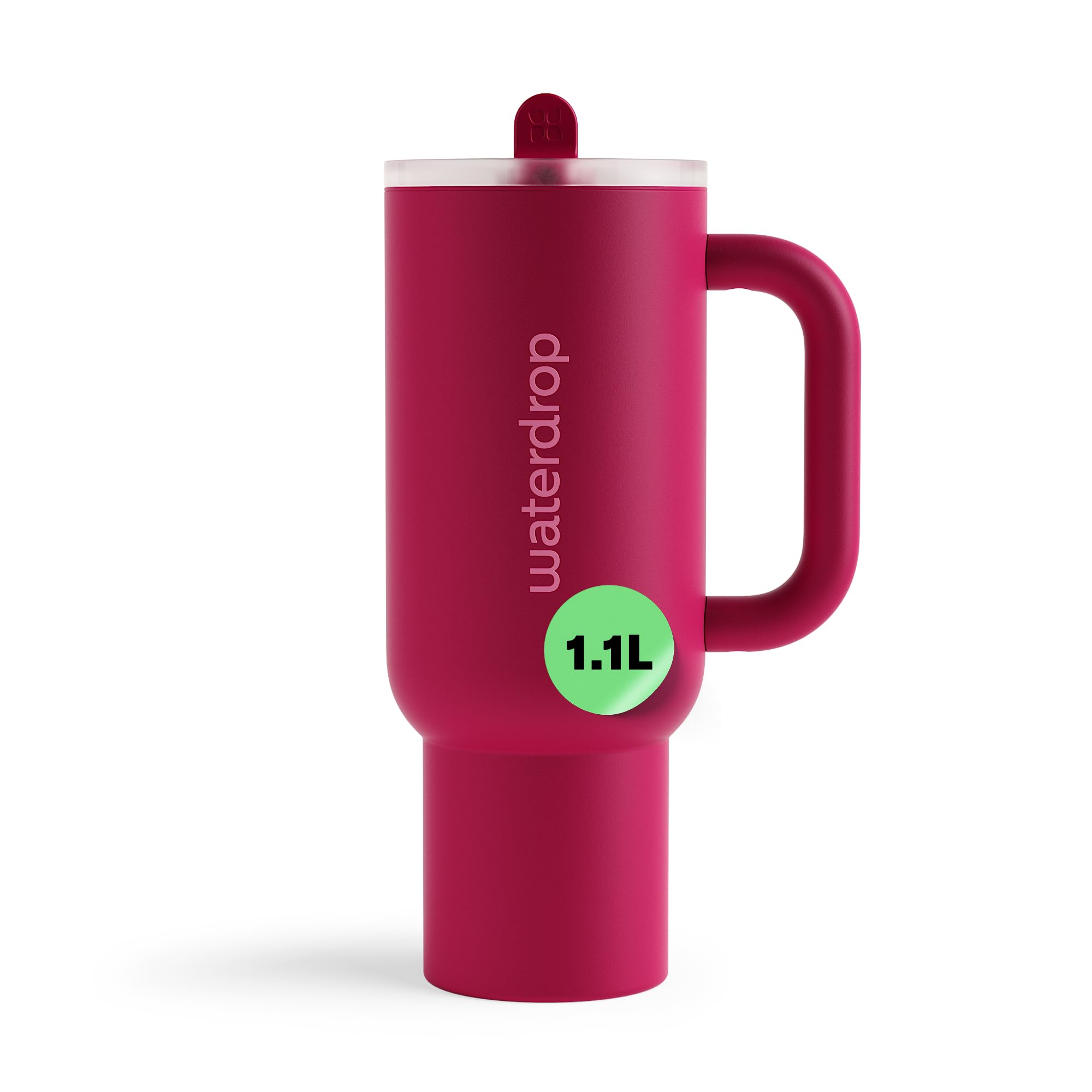 waterdrop® Gourde Isotherme avec Paille 1.1 litre - Froid Pendant 12 Heures, Mug Isotherme, Tasse Isotherme avec Poignée, Bouteille d'eau en Acier Inoxydable