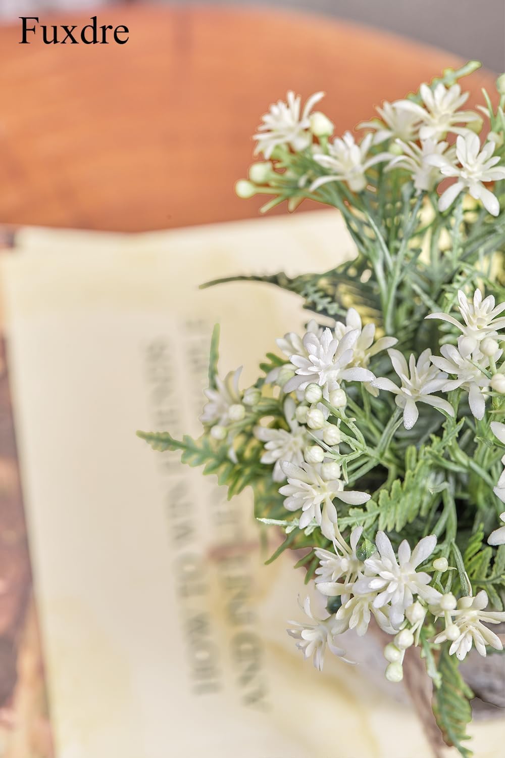 Fake Plants Small with 2 Pack, The Sunflower for Bathroom Shelf Decor, Decorative Plants for Home Living Room Office Bedroom Table Tray Shelve Farmhouse Decor Indoor(White Floral) - Image 9