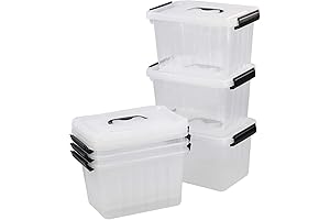 Gloreen Stackable 6 Quart Black Storage Bins with Lids