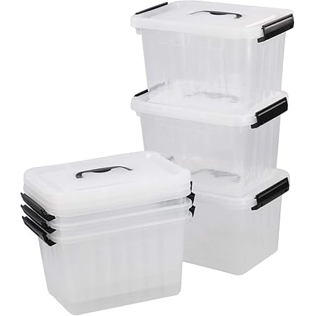 Gloreen Stackable 6 Quart Black Storage Bins with Lids