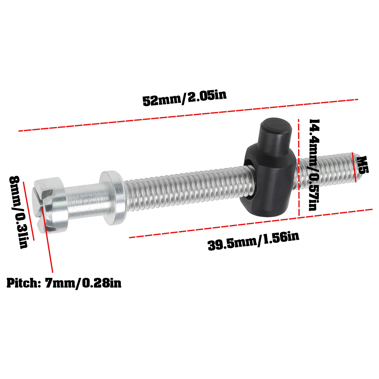 2 Tornillos Tensor Cadena Motosierra M5 X 52 Mm - Compatible Con Husqvarna Y Stihl, Para Ajuste Y Mantenimiento