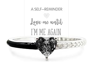 Vintage Heart Ring - Black Enamel Inlay Ring - Gold Ring Black...