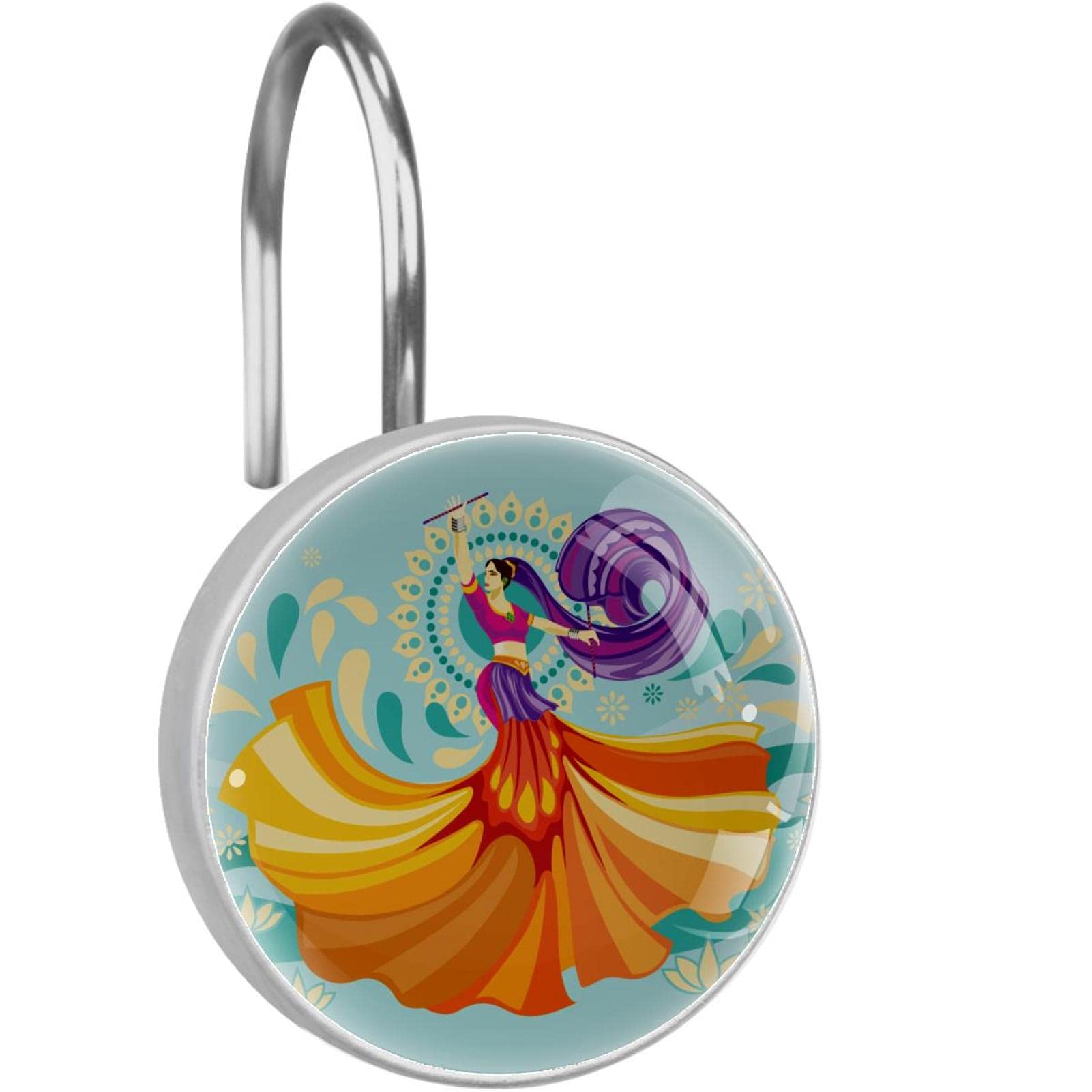 Anneaux de suspension rideau de douche inox lot de 12 crochets salle de bain femme danse Garba