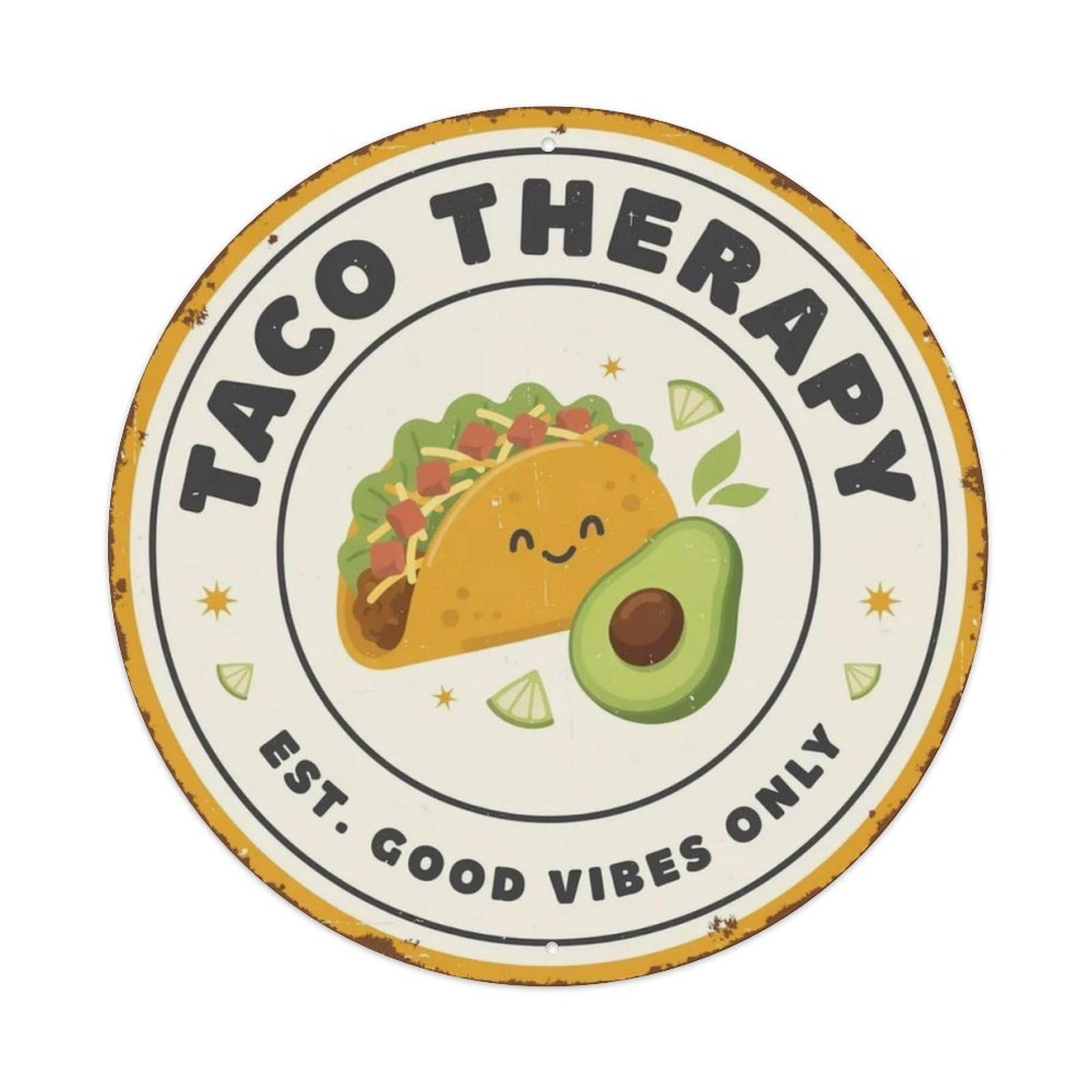 Taco Therapy Metal Tin Sign Plaque