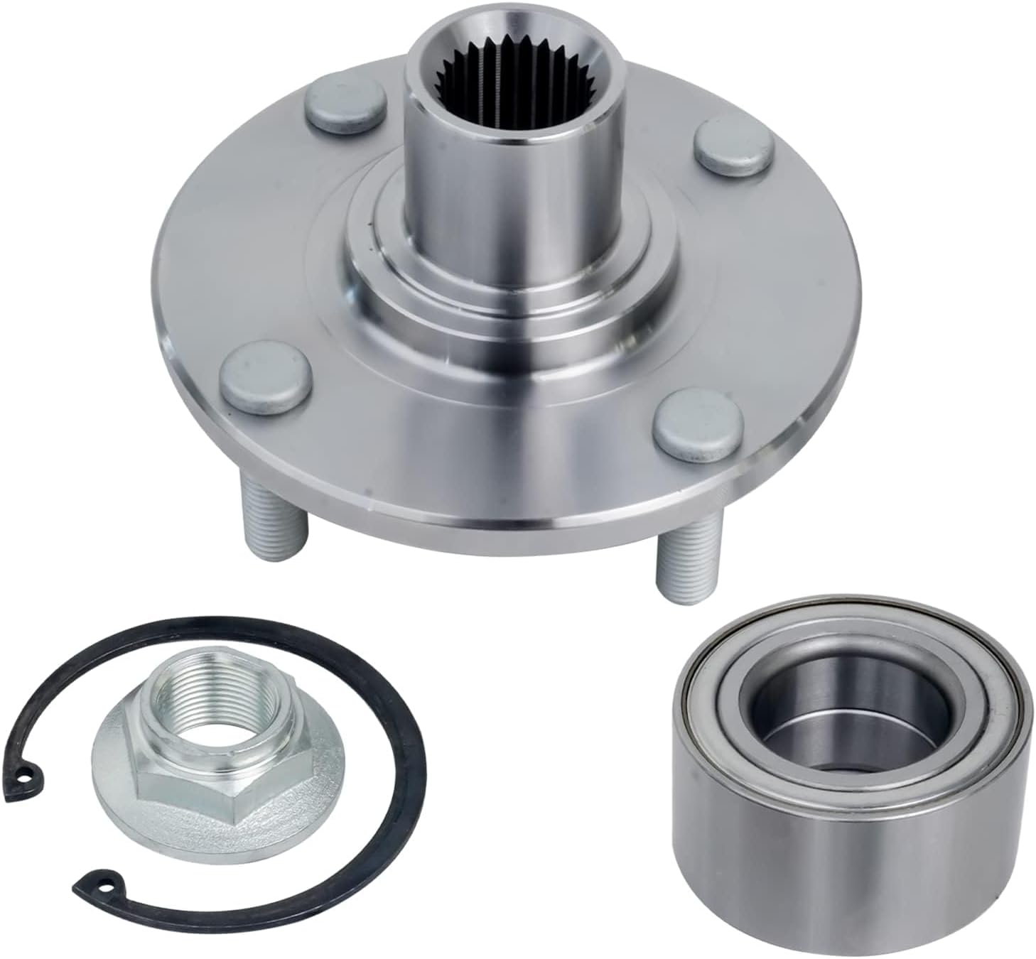 Detroit Axle - Front End Control Arms Wheel Bearing Hubs for 2004-2011 Ford Focus 2 Lower Control Arms w/Ball Joints 2 Wheel Bearing Hubs Assembly 2005 2006 2007 2008 2009 2010 Replacement