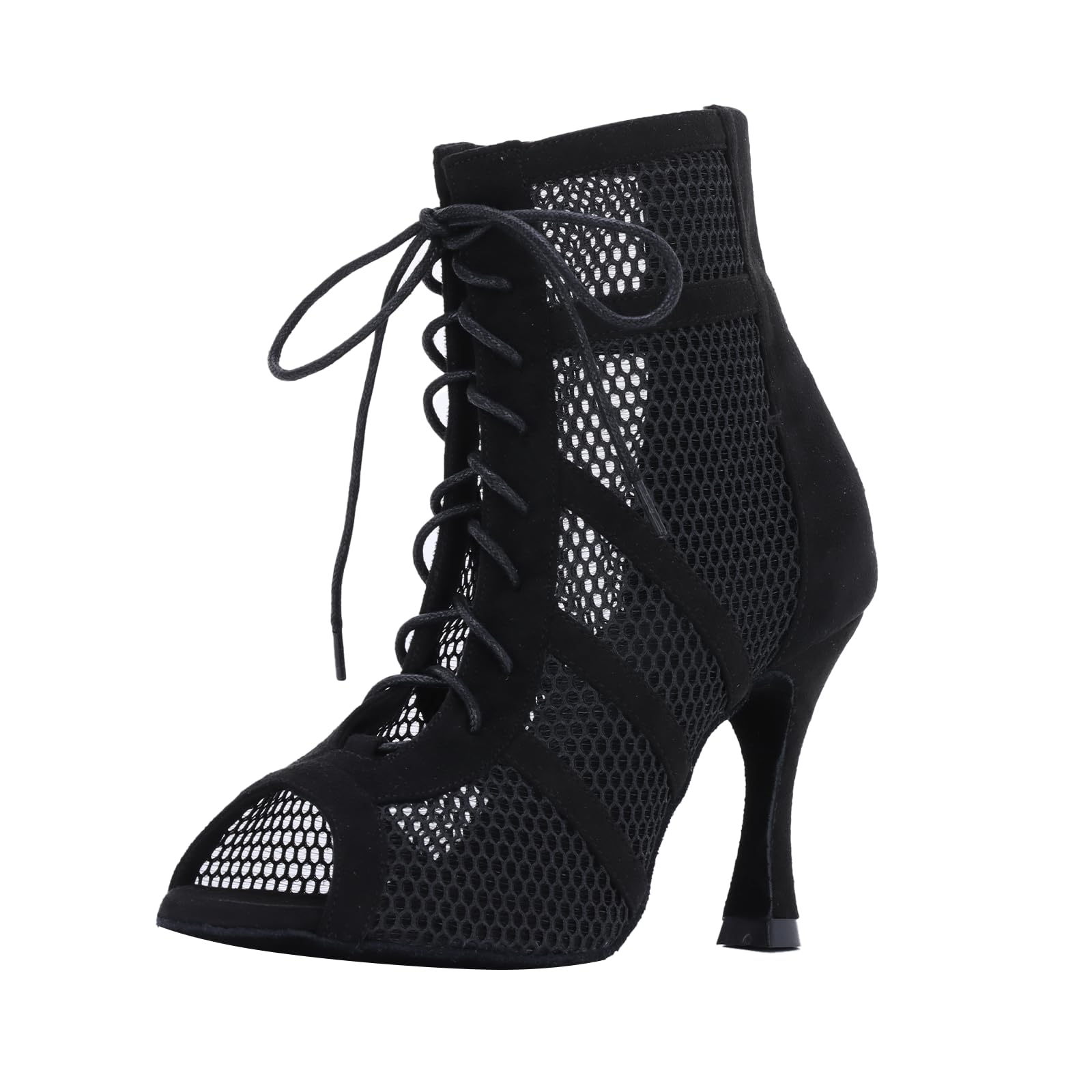 Zapatos de Baile de Salón para Mujeres Tacones de Baile Negro Señoras Suela de Gamuza Salsa Bomba Latina Tacón de 9 cm