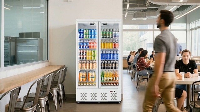 Image of 41.4''W White Commercial Refrigerators, 30.5 Cu.Ft 2 Glass Door Commercial Beverage Refrigerators Upright Display Cooler with LED Light and 10 Adjustable Shelves for Restaurant Stores