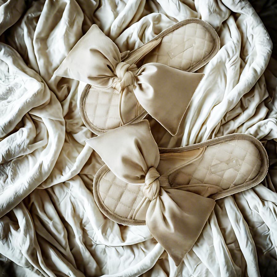Cute Bow Slippers for Women - Luxury Quilted House Shoes with Monogram Embroidery, Non-Slip Indoor Sandals for Spring/Summer/Fall4
