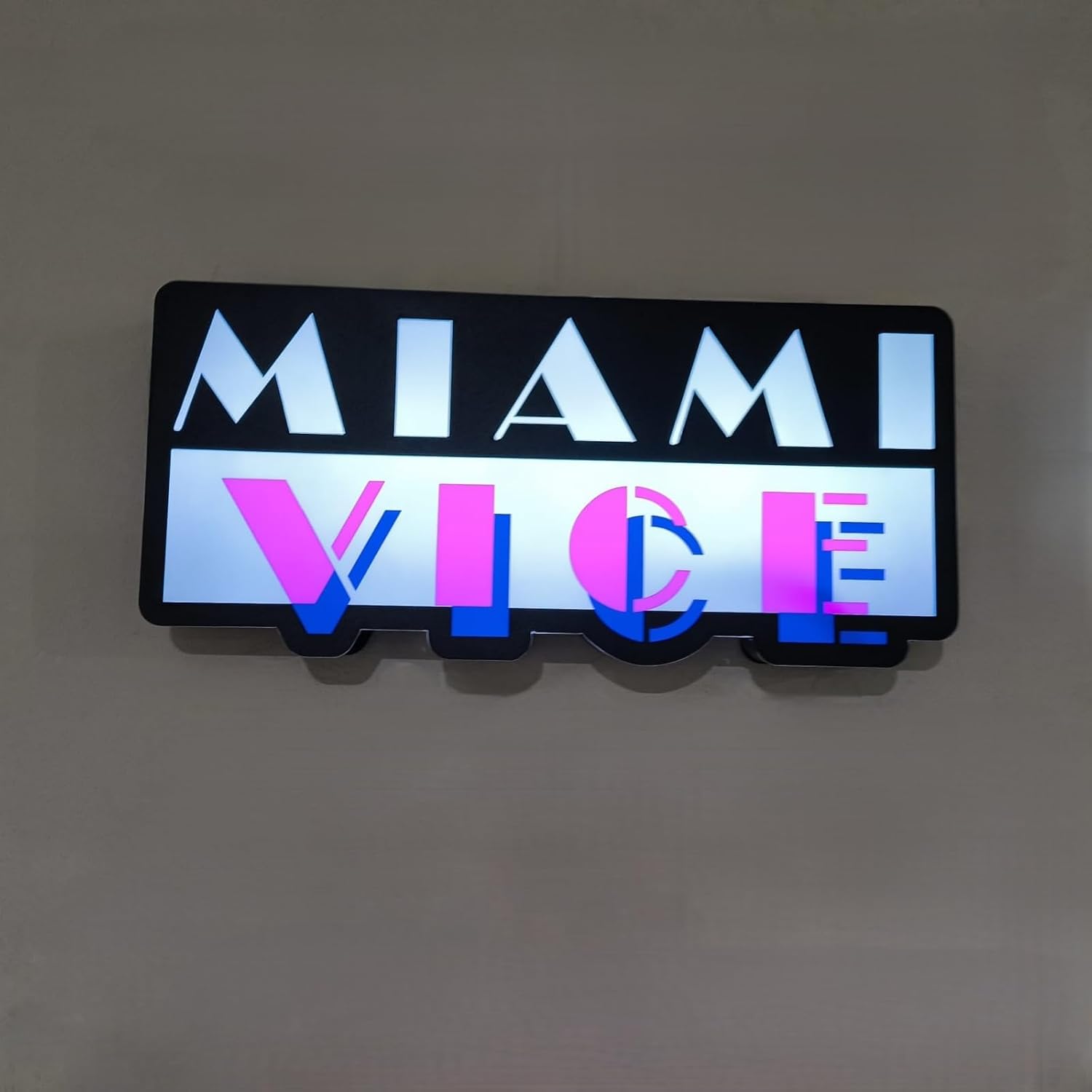 NEONSIGN Miami Inspired Vice Style LED Neon Sign with USB Dimmer – Retro 80s Wall Decor for Home Bar Lounge Game Room Energy-Saving Light (24x12 inches)