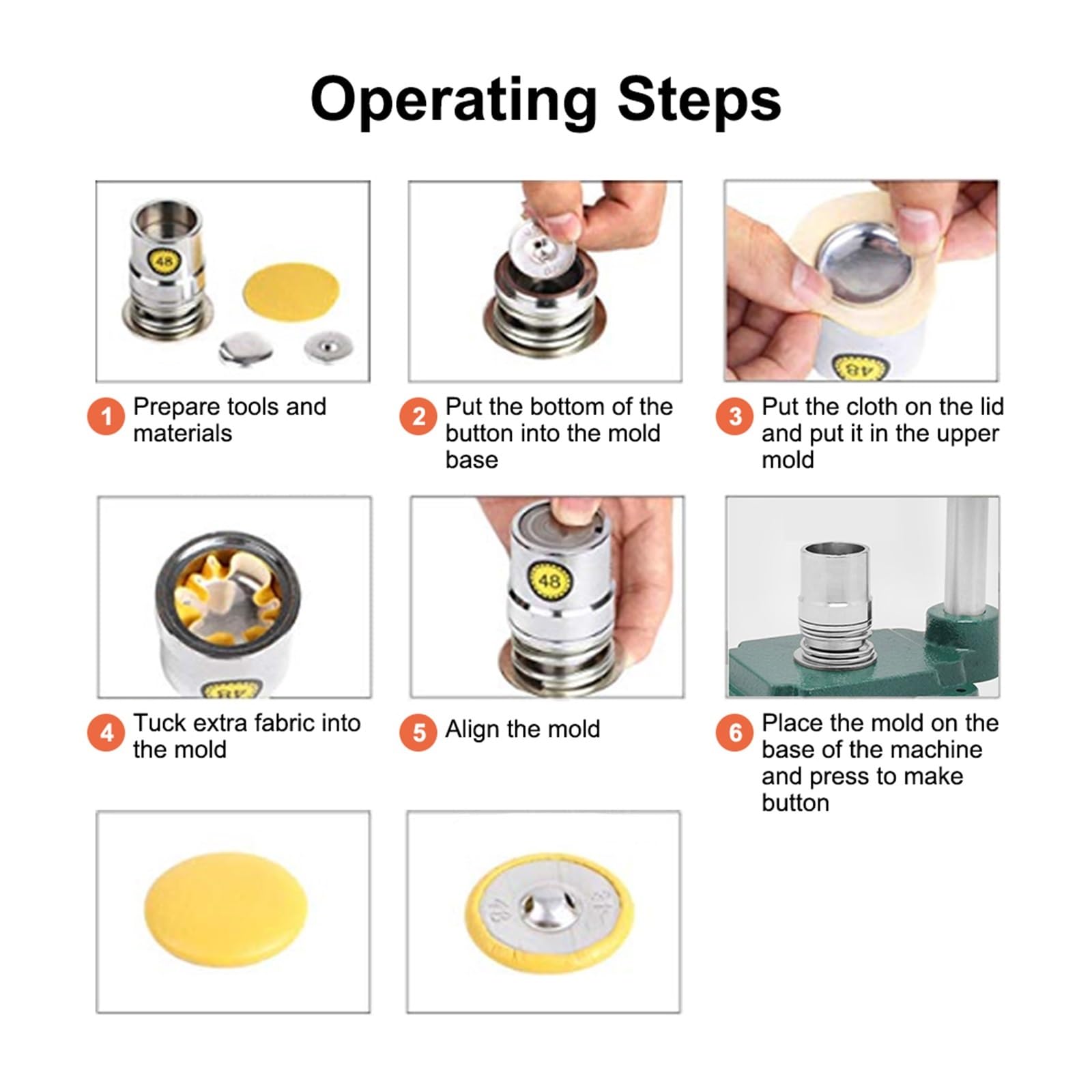Máquina para hacer botones, herramienta de bricolaje para insignias cubiertas de tela, 18-30 mm, incluye 300 botones, fabricación fácil y rápida de insignias