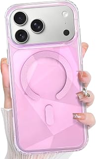 Bonoma for iPhone 17 Pro Case Iridescent Bling Crystal Clear Back -Pink