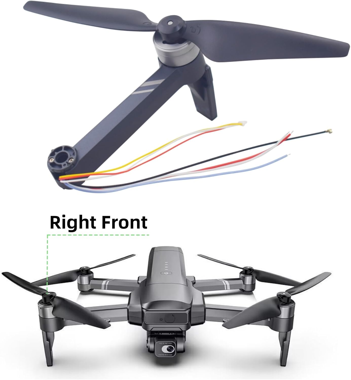 sea jump Drone Replacement Arm Suitable for HS600 V11 TF35 PRO Drone Body Frame Assembly Motor Arm Repair Part (Right Front)