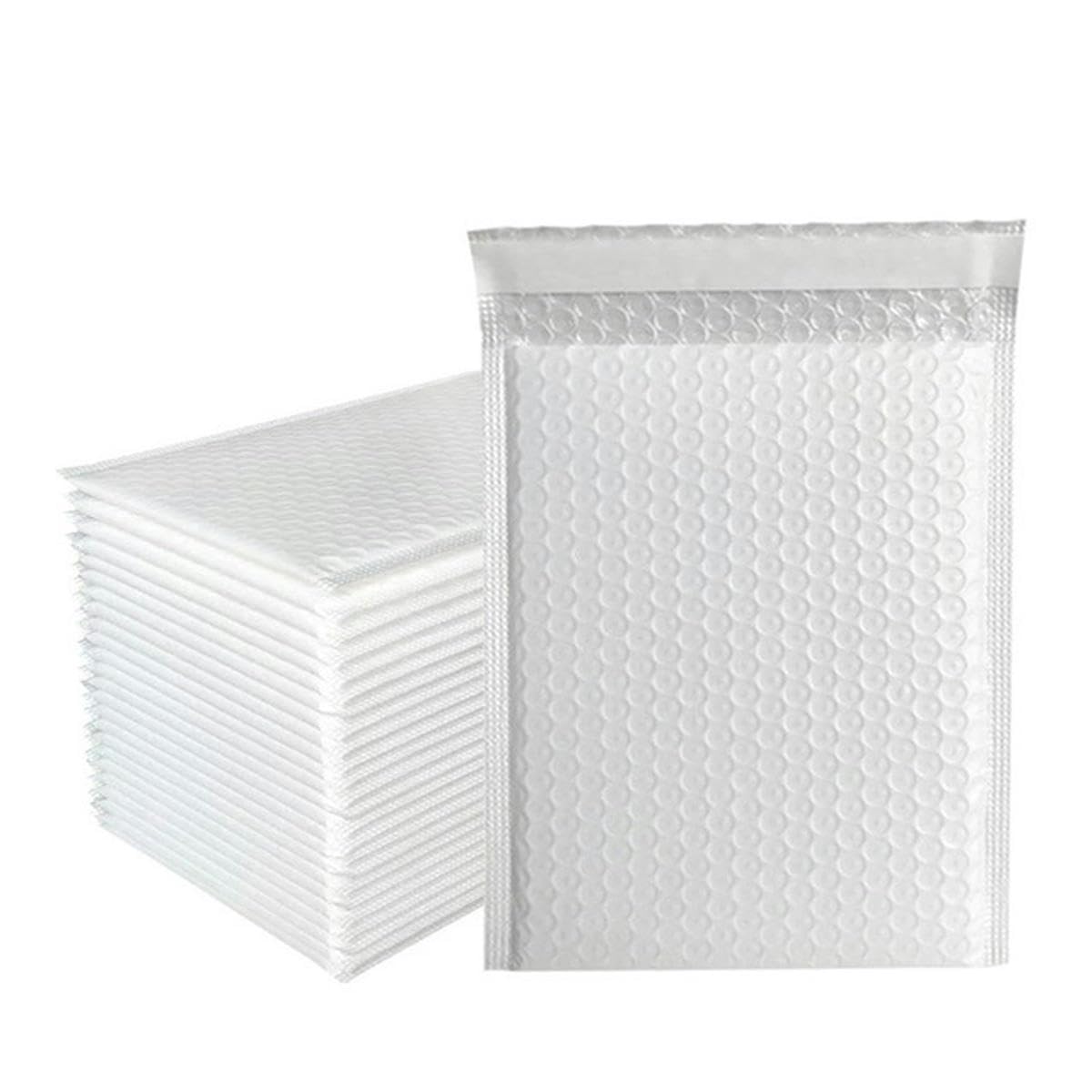 100 szt. koperty bąbelkowe z papieru kraftowego wyściełane koperty wysyłkowe samouszczelniająca torba do pakowania kurierskiego torby do przechowywania - białe-13 * 15 cm