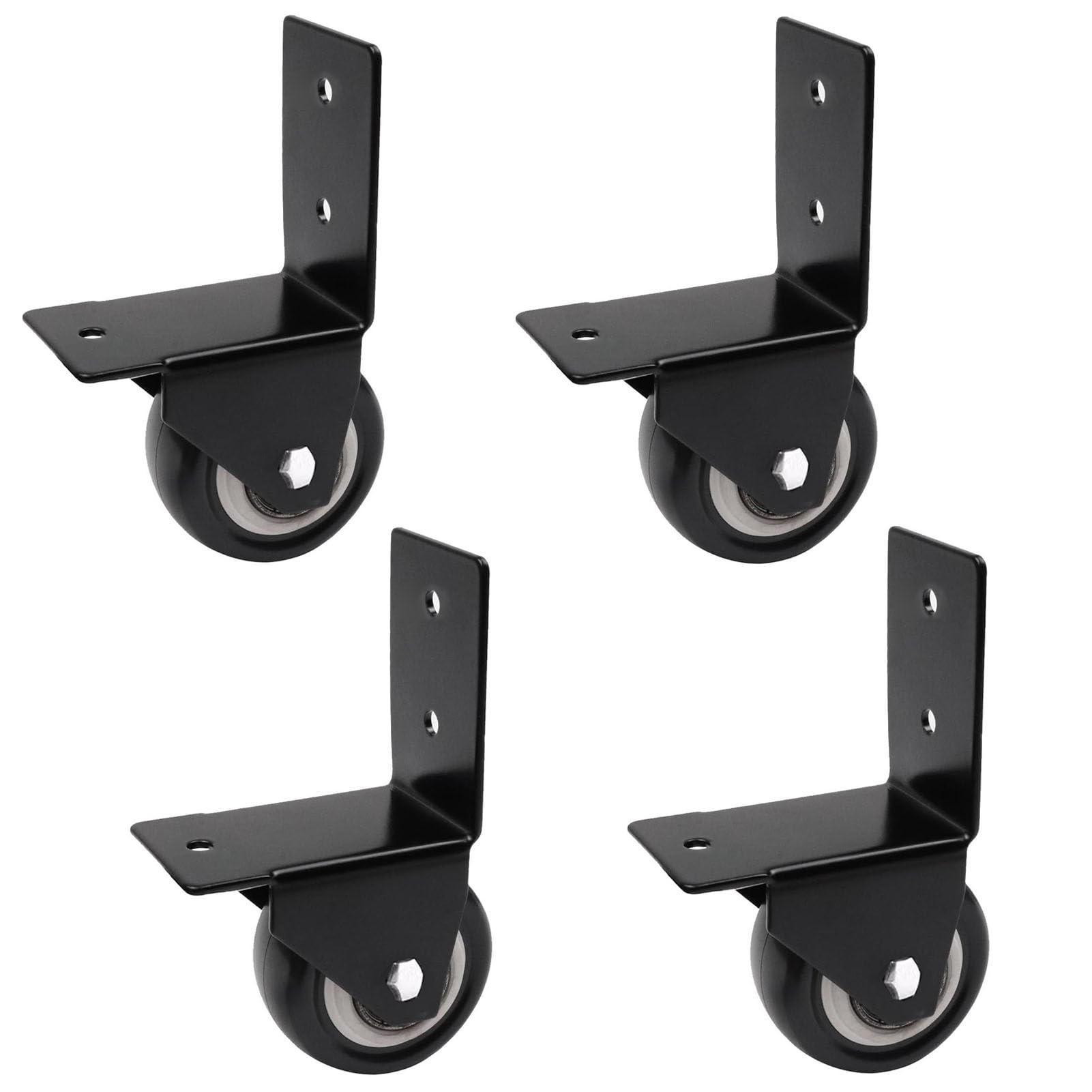 4 Pack Side Mount Casters Wheels,1.5in L-Shaped Directional Castor Wheel,PU Rubber Silent Roller,Heavy-Duty Furniture Moving Wheels Load-Bearing 120kg