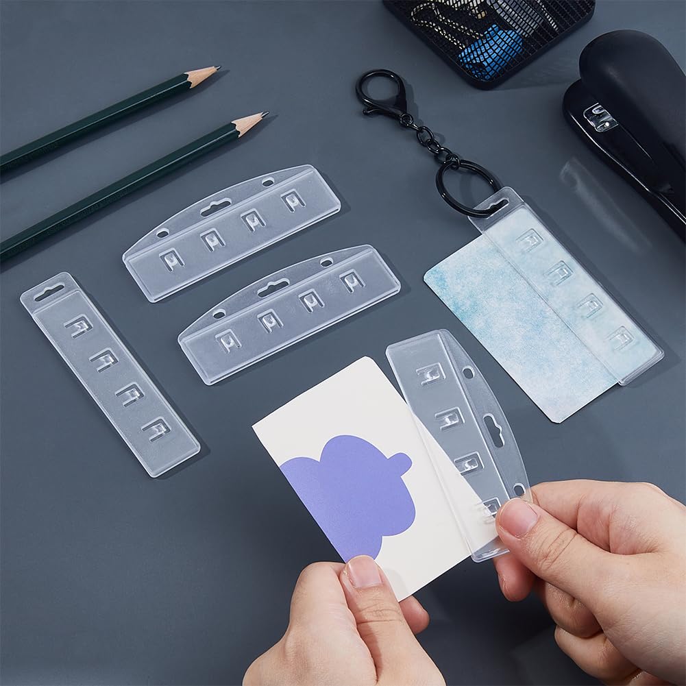 SUPERFINDINGS 24 Pcs Half Card Badge Holders Horizontal and Vertical with Grippers Hard Transparent PC Protectors Sleeves for Credit Cards Driver's Licenses Cards IDs - Image 3
