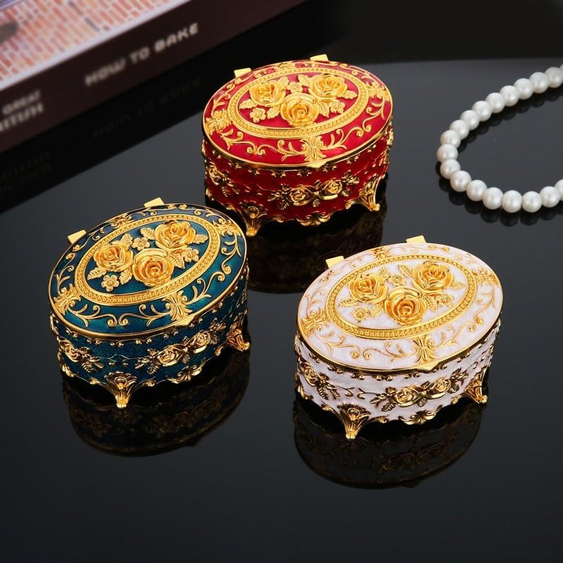 Retro Metal Jewelry Box Portable Dressing Table Storage Ornament image 2