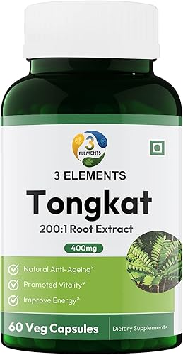 3elements Tongkat Ali Longjack 400mg I 60 Cápsulas Pack I Mejora la Energía I Aumento de la Resistencia I Apoyo a la Salud de los Hombres