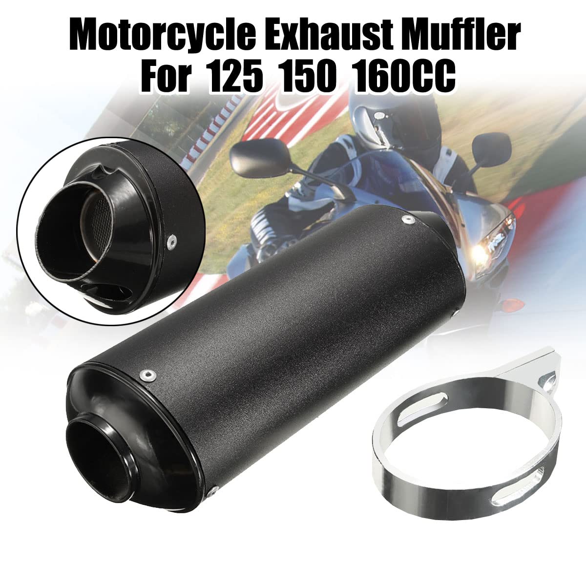 Buy 38mm Motorcycle Silencers Exhaust Muffler Pipe & Clamp Gasket