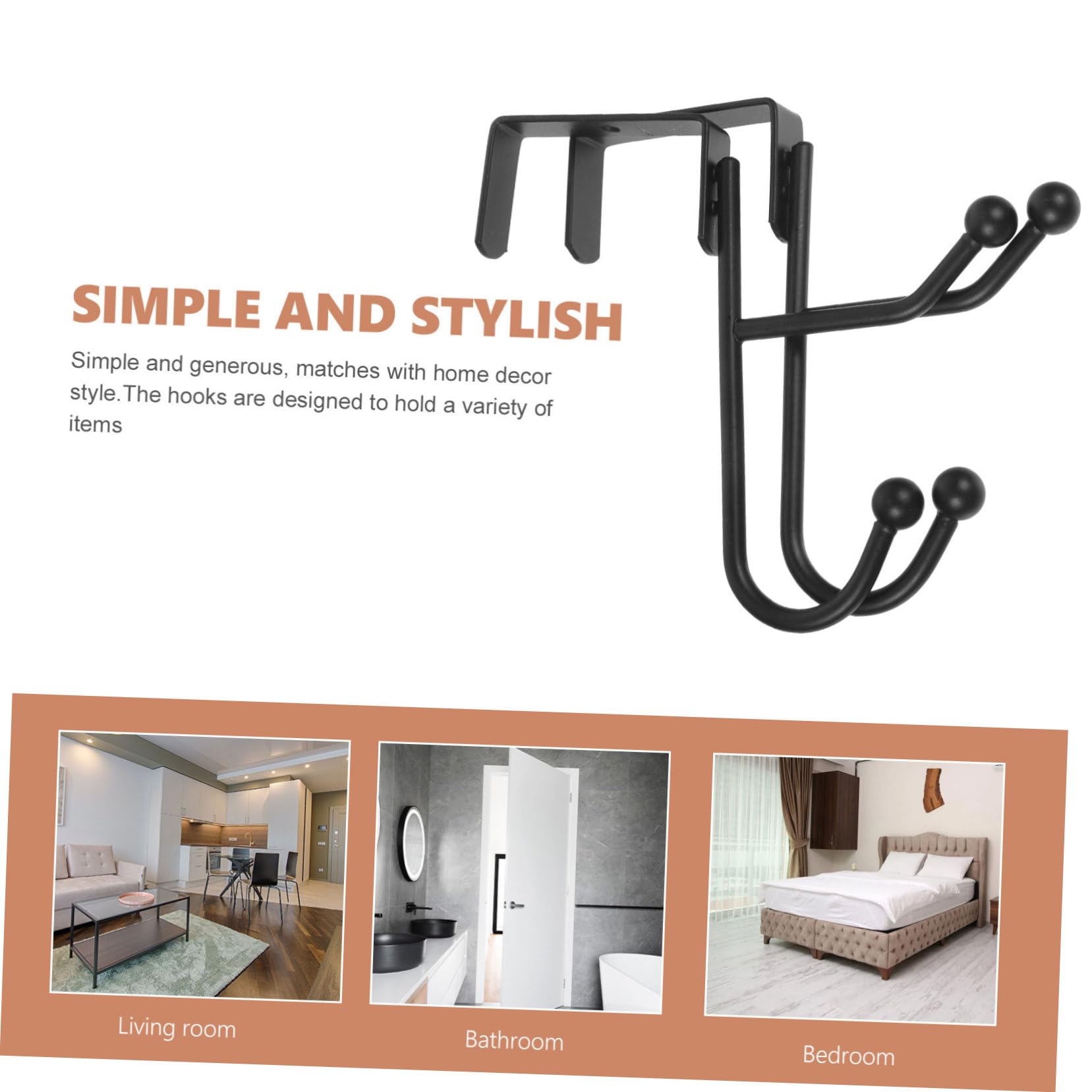 Unomor Metal Double Hook Over Door Hangers Coat Hooks for Door Strong Capacity Easy to Install No Drilling Needed