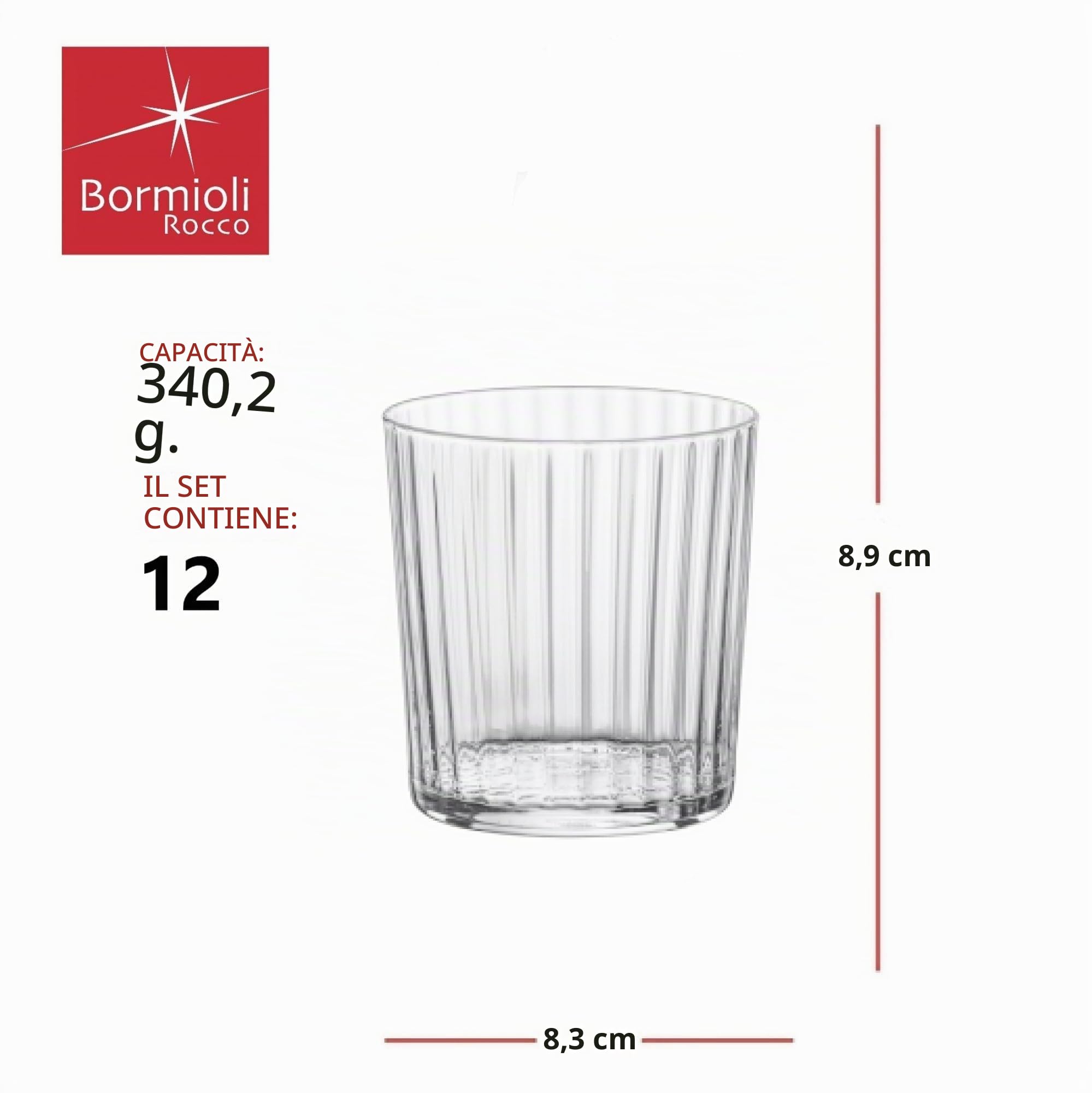 Bormioli Rocco Set 12 Bicchieri Negroni in Vetro Exclusiva 35 cl