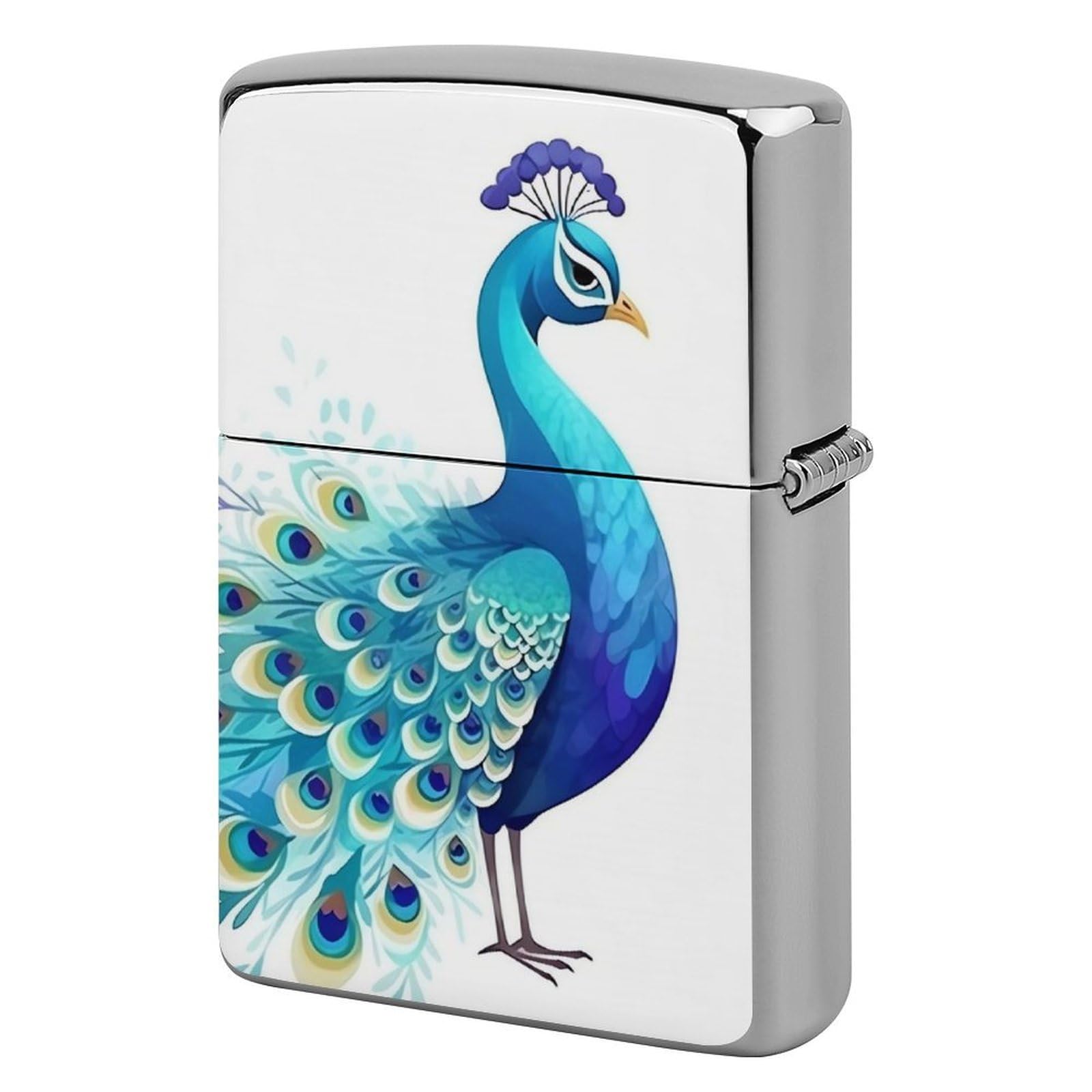 Cartoon Blue Peacock Lighter Case for Men, Personalized Lighter Cover for Valentine's Day Gifts, Flip-Top Lighters Shell for Outdoor, Portable Lighters Protective Sleeve