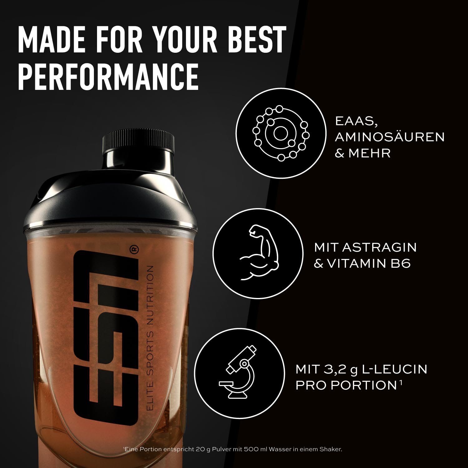 ESN AMINOS, Cola, 400 g, feines Amino-Pulver mit essentiellen Aminosäuren & Astragin, 3,2 g Leucin pro Portion, ideale Löslichkeit, vegan - made in Germany