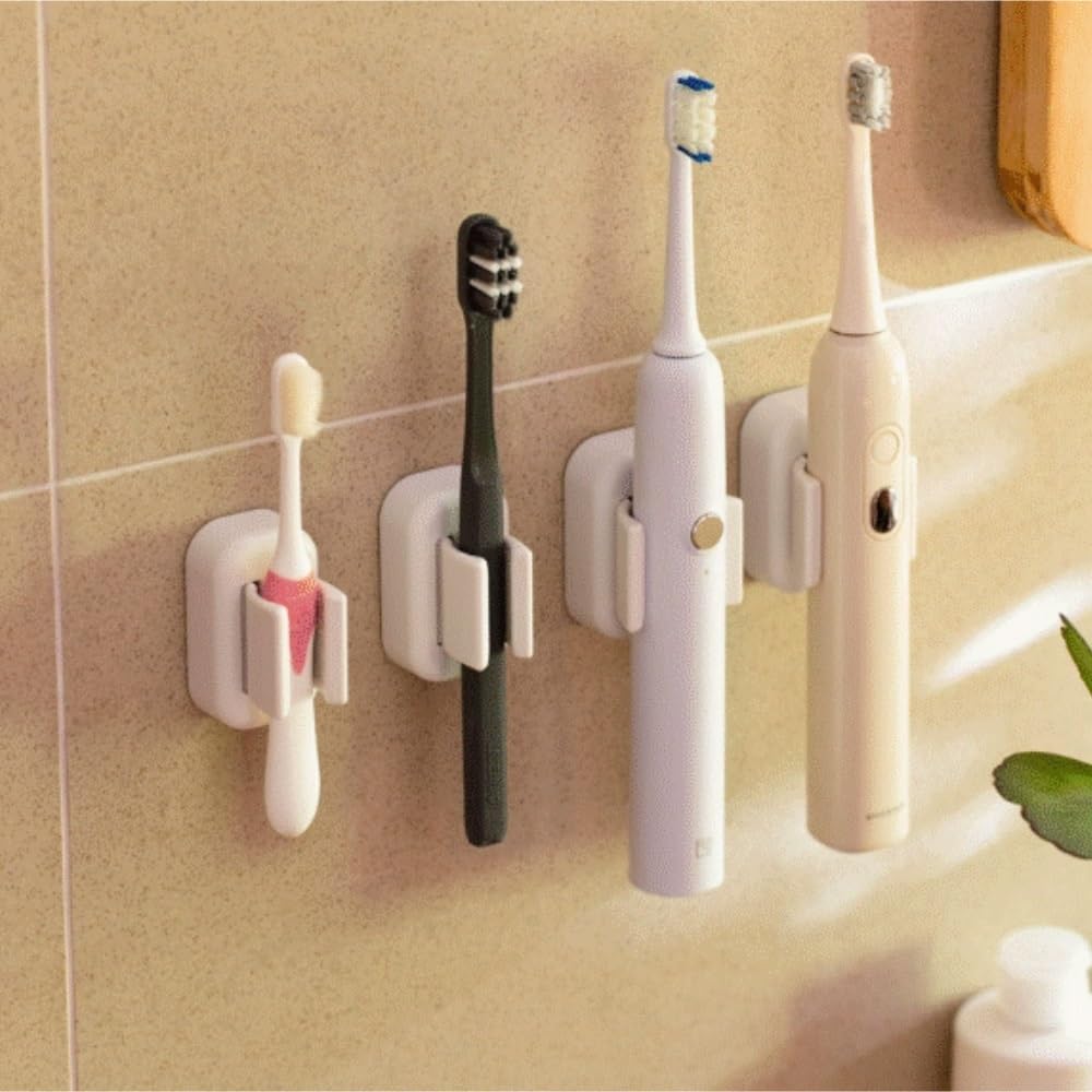 Modern Porta Cepillos De Dientes, Soporte For Cepillo De Dientes Montado En La Pared No Requiere Perforación Incluye Clip For Ahorra Espacio(2pcs)