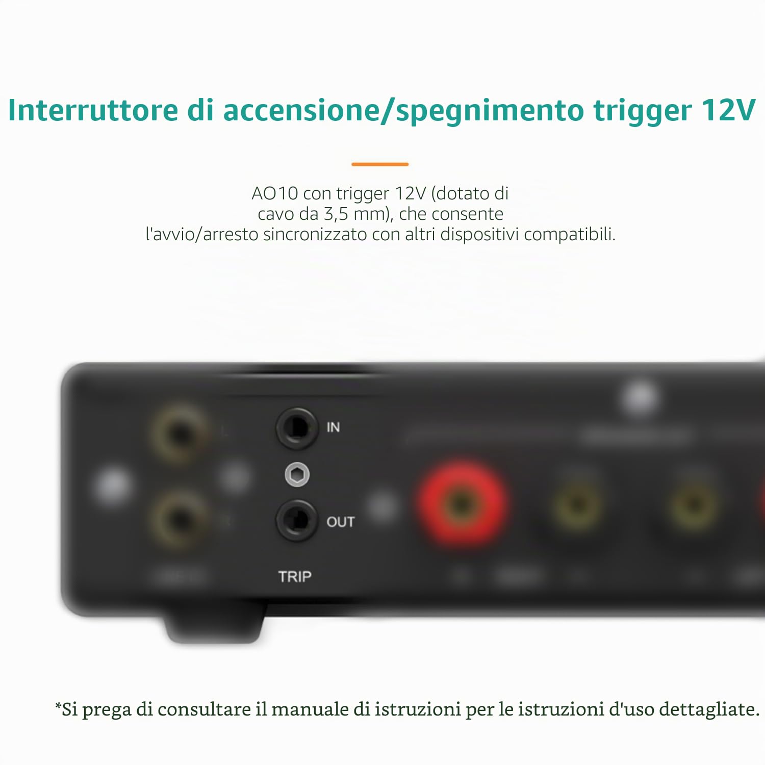 SMSL AO10 Amplificatore HIFI, 2 Canali Amp Stereo, 100W Amplificatori di Potenza Integrata Classe D per Altoparlanti Passivi, Amp da Tavolo per Audio per la Casa con Trigger 12V/Regolazione EQ