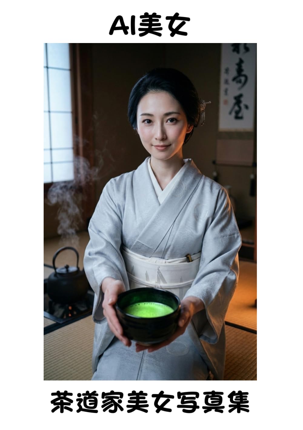【AI美女】月夜の日本庭園の茶道家美女写真集