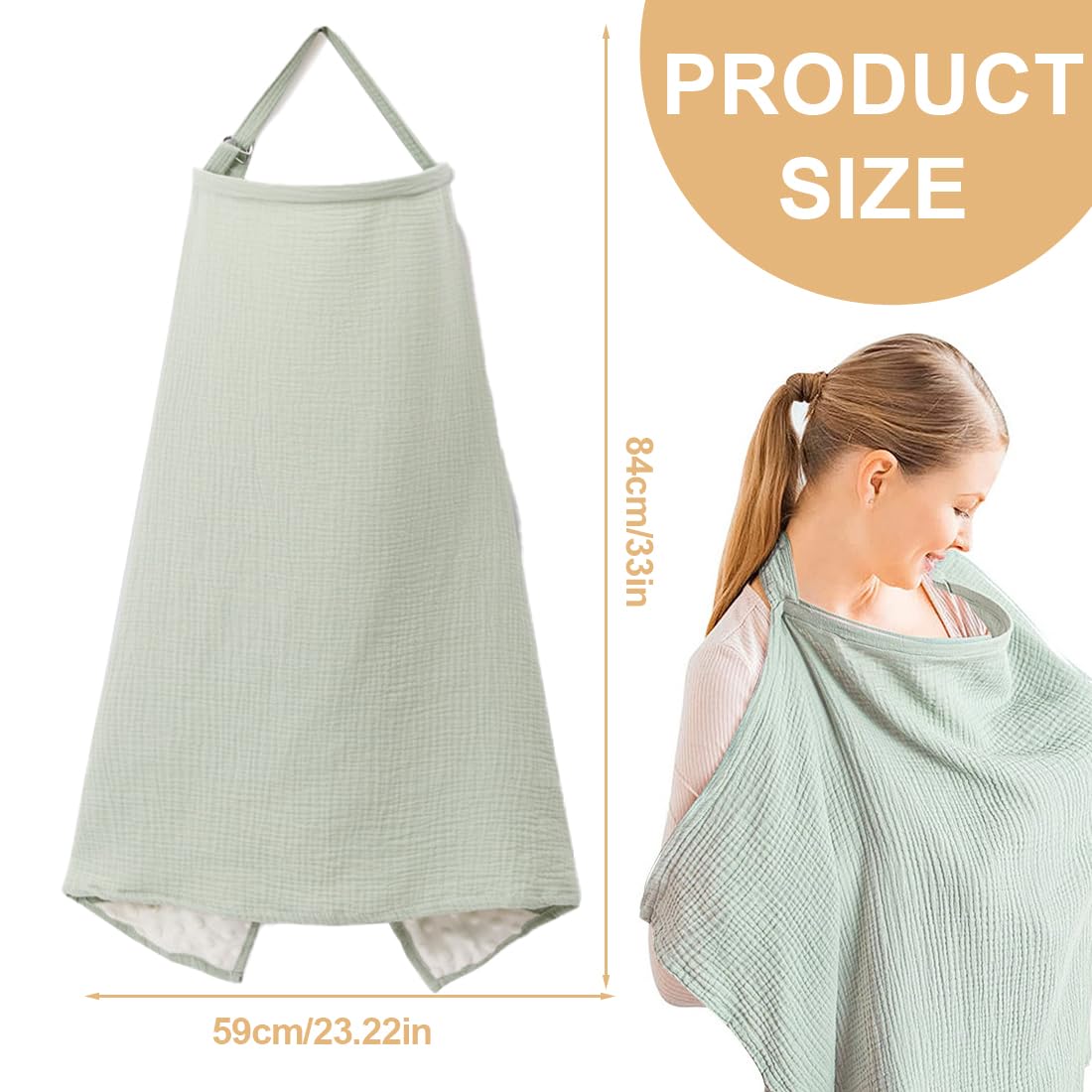 Couverture d'Allaitement Écharpe en Mousseline Coton Ajustable pour Bébé