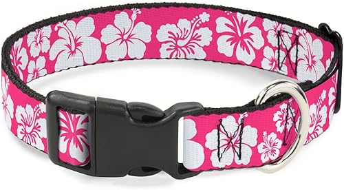 buckle-down 1117" Hibiscus rosablanco Clip de plástico collar de neón, Medium