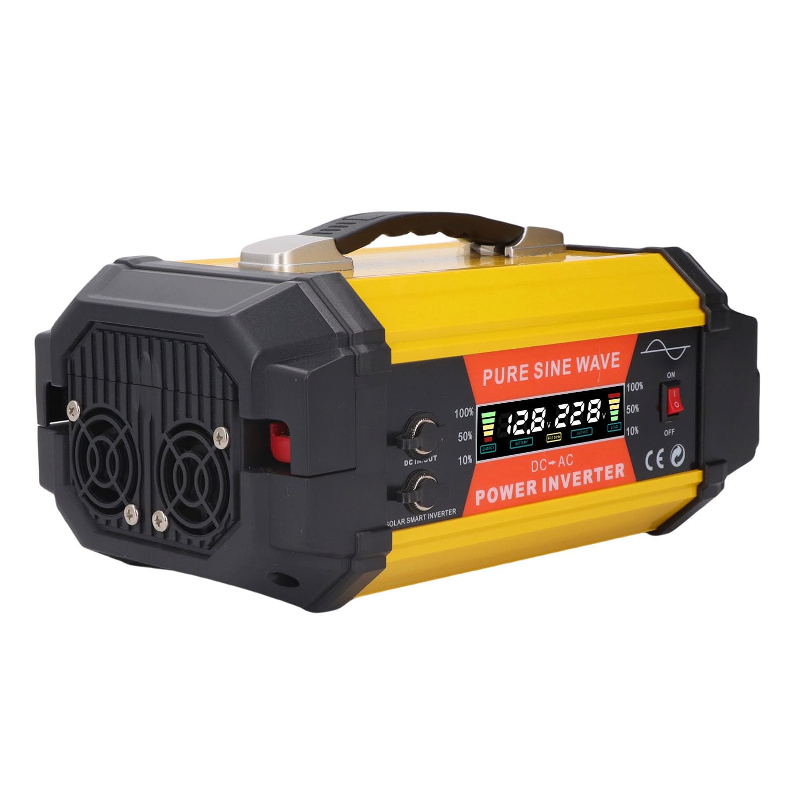 Keenso Przetwornica Czystej Fali Sinusoidalnej, ABS 12 V do 220 V Samochodowa Przetwornica Sinusoidalna 500 W Ciągła Moc Szczytowa 1000 W z Podwójnym Wyświetlaczem LCD USB do łodzi Samochodowej Domowe