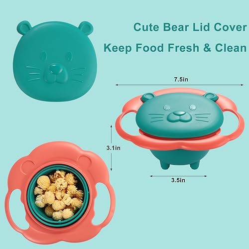 Miniatura 10 de Tazón mágico de giroscopio mejorado con rotación de 360 a prueba de derrames con tapa