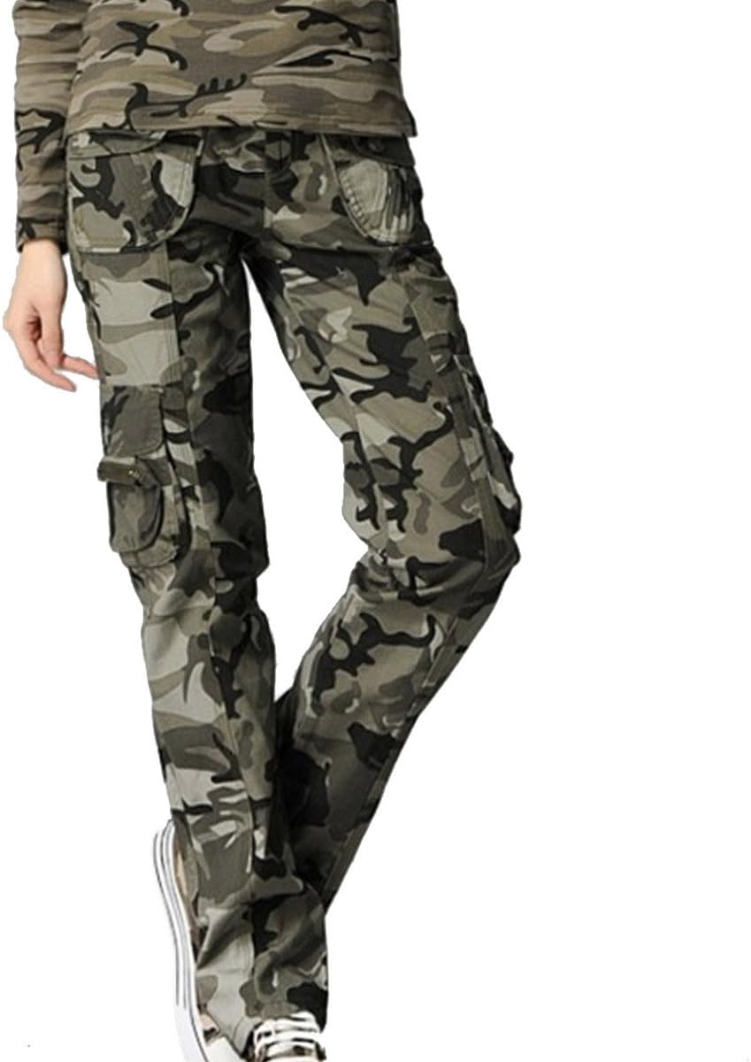 Aubig Womens Casual Outdoor Military Woodland Camouflage Cargo Pants Size XL