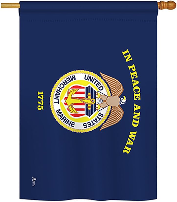 Marine Corps Merchant House Flag Armed Forces USMC Semper Fi United State American Military Veteran Retire Official Small Decorative Gift Yard Banner Double-Sided Made In USA 28 X 40