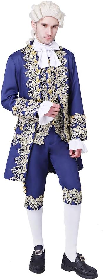 CosplayDiy Men's 18th Century Court Suit Colonial Victorian British Military Uniform Elegant Men's Rococo Costume