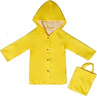Vista 1 de Edad 3-10T Chaqueta de lluvia amarilla para niñas con capucha y botones para bebés, ropa impermeable para exteriores