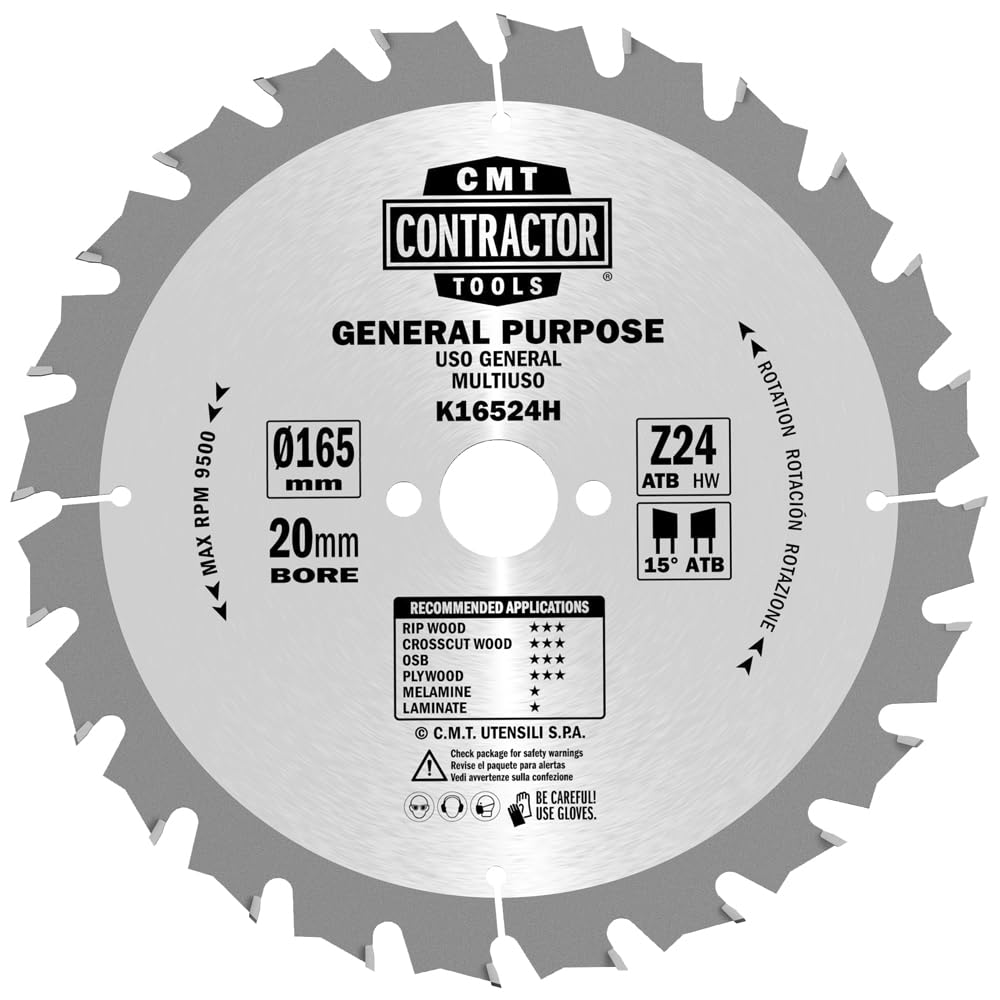 CMT Orange Tools K16524H - ITK-Contractors HW 165x1.7/1.1x20 Z24 ATB 15°POS.