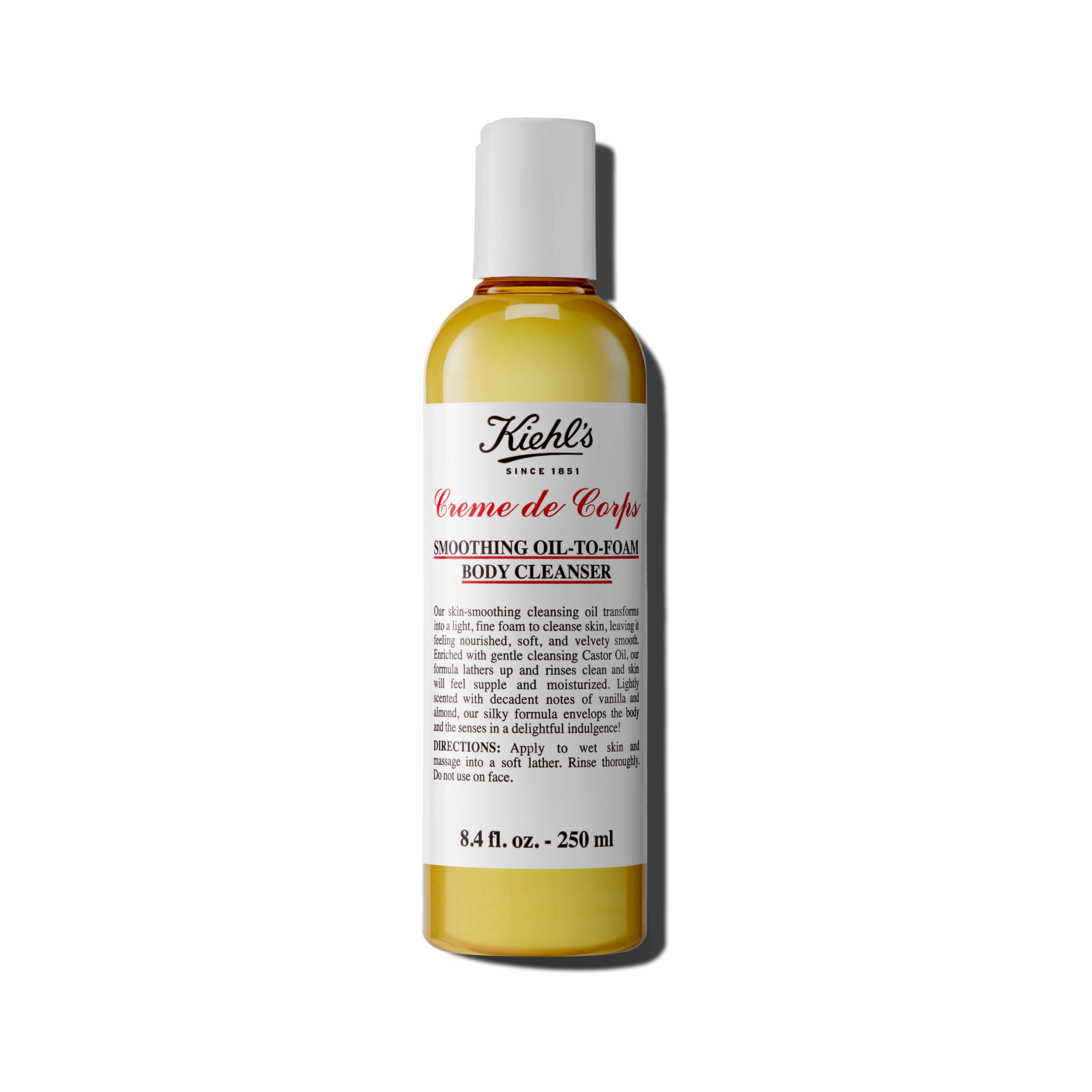 Kiehls Creme de Corps Smoothing Oil-to-Foam Body Cleanser Moisturizing Body Wash for Smooth Supple Skin with Castor Oil