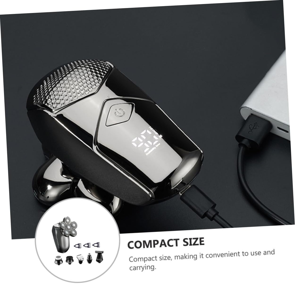 Rasoio Elettrico Uomo a Sei Testine Argento, Abs, Waterproof | Uso Domestico e Campeggio, Design Multifunzione, Soluzione Pratica per Rasatura Quotidiana